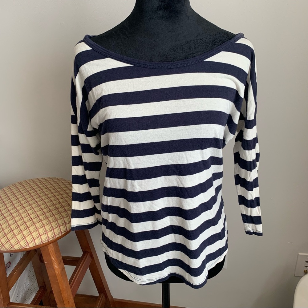 Jordan Navy and White Striped 3/4 length Sleeve Top